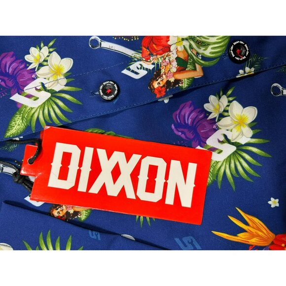 Snap On x Dixxon Flannel Limited Edition Hawaiian Print Button-Up Shirt S/S Blue - Picture 4 of 6